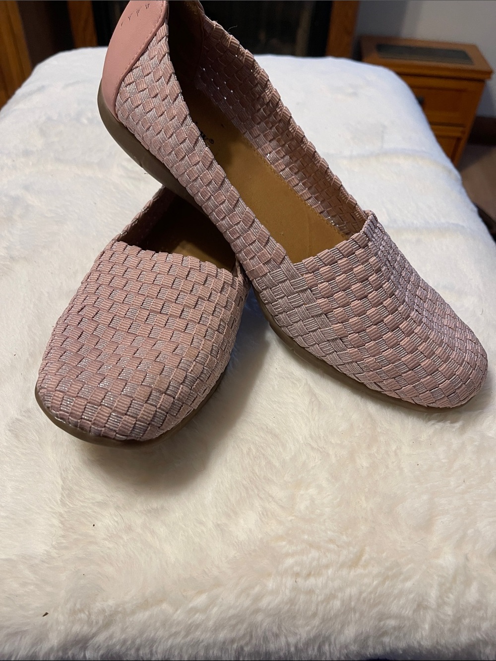 comfortview Woven Slip-On Flats — Dusty Rose